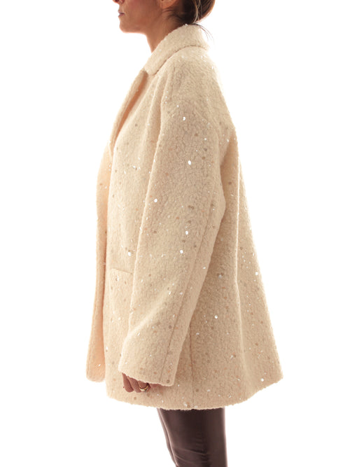 Emme Marella RANCH cappotto con paillettes da donna burro