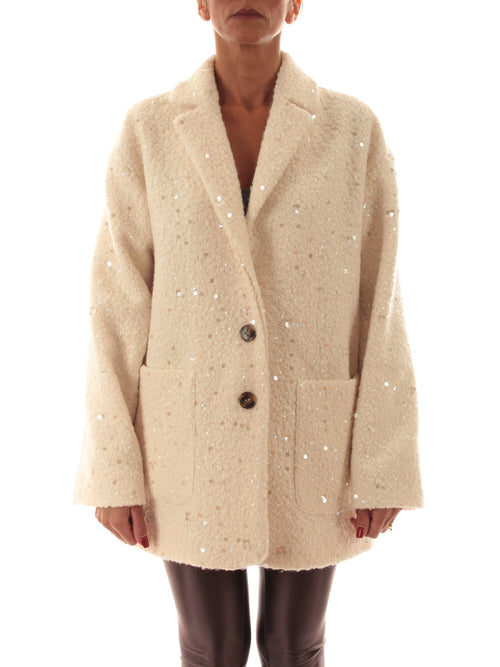 Emme Marella RANCH cappotto con paillettes da donna burro