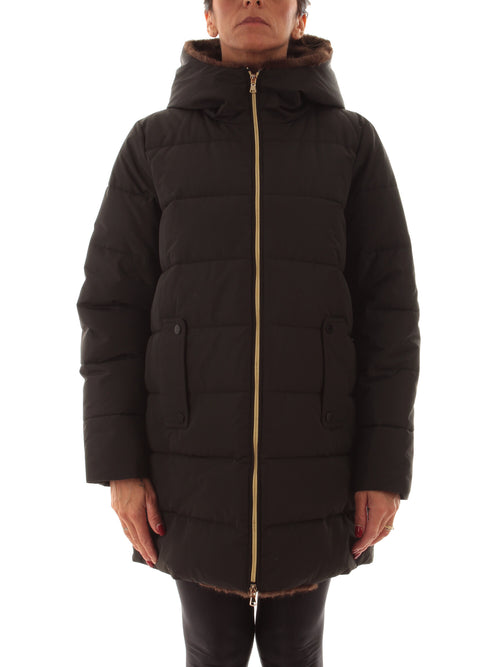 Emme Marella GEBEL piumino lungo in taffetà da donna nero