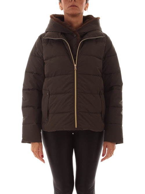 Emme Marella RETORE piumino corta in taffetà da donna cioccolato