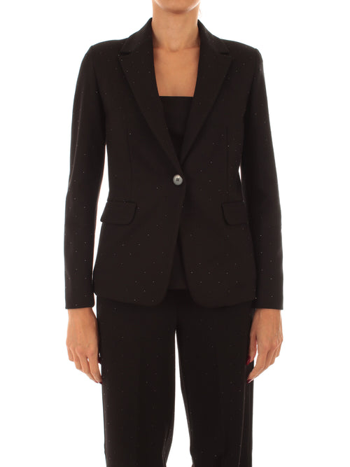 Emme Marella LINCE blazer in jersey con applicazioni da donna nero