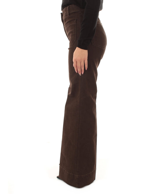 Emme Marella RUSPA pantalone slim flare da donna testa di moro