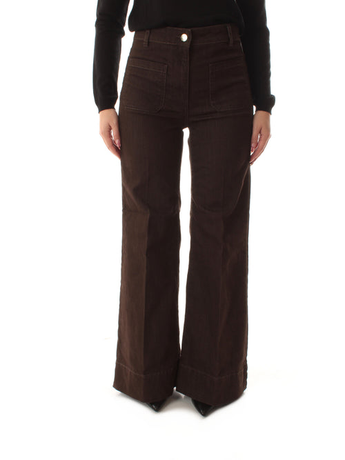 Emme Marella RUSPA pantalone slim flare da donna testa di moro