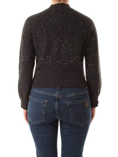 Emme Marella VENOSA maglia cropped da donna grigio melange