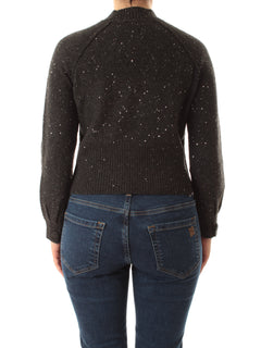 Emme Marella VENOSA maglia cropped da donna grigio melange