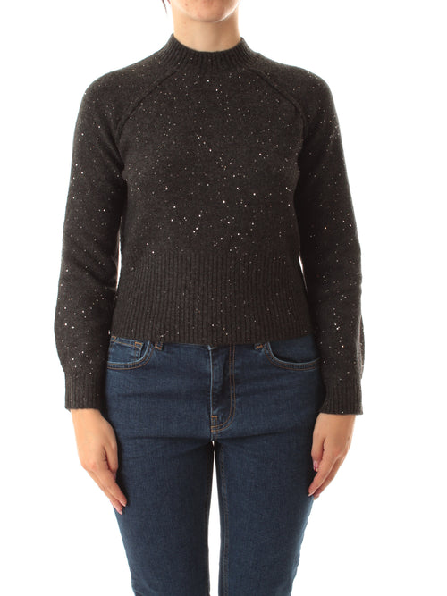 Emme Marella VENOSA maglia cropped da donna grigio melange