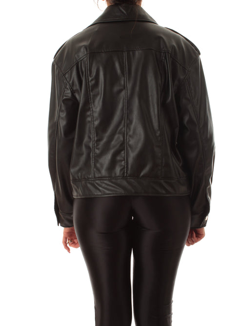 Emme Marella NURSE giacca-chiodo in similpelle da donna nero