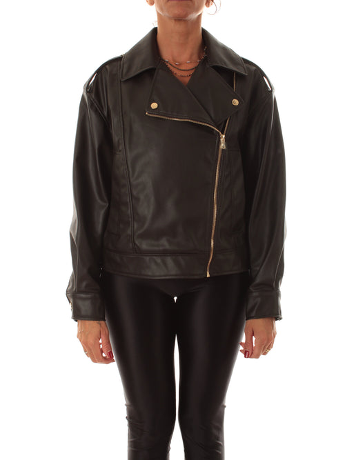 Emme Marella NURSE giacca-chiodo in similpelle da donna testa di moro