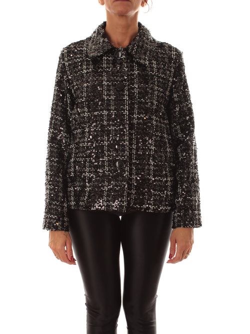 Emme Marella FRANK giacca in tweed e paillettes da donna nero