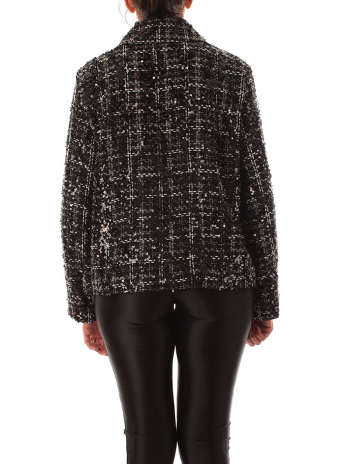 Emme Marella FRANK giacca in tweed e paillettes da donna nero