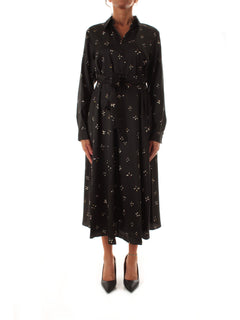 Emme Marella COMMA abito chemisier da donna nero fiore pois