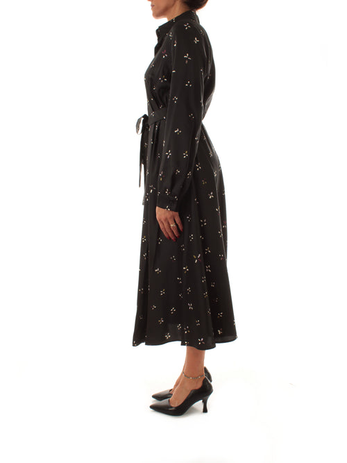 Emme Marella COMMA abito chemisier da donna nero fiore pois