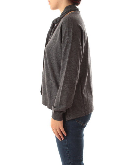 Emme Marella EROICO maglia over con sciarpa da donna grigio scuro