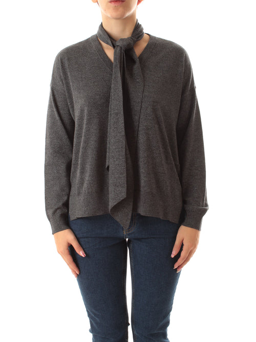 Emme Marella EROICO maglia over con sciarpa da donna grigio scuro