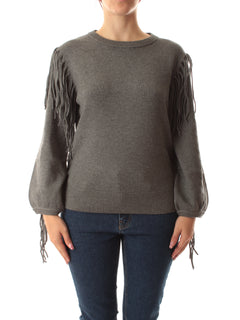 Emme Marella FALCO maglia over con frange da donna grigio scuro