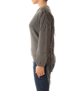 Emme Marella FALCO maglia over con frange da donna grigio scuro