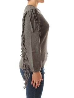 Emme Marella FALCO maglia over con frange da donna grigio scuro