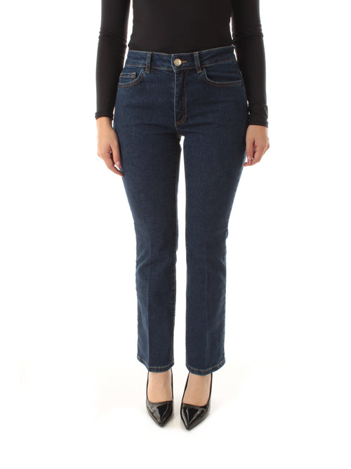 Emme Marella IBISCO jeans flare cropped da donna blu medio