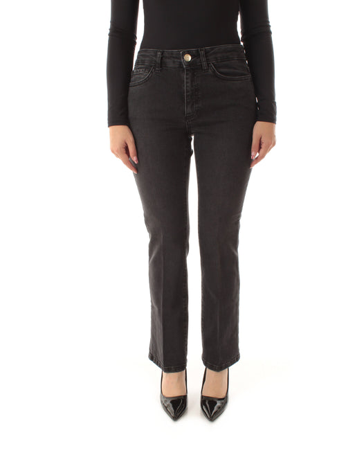 Emme Marella IBISCO jeans flare cropped da donna nero stone