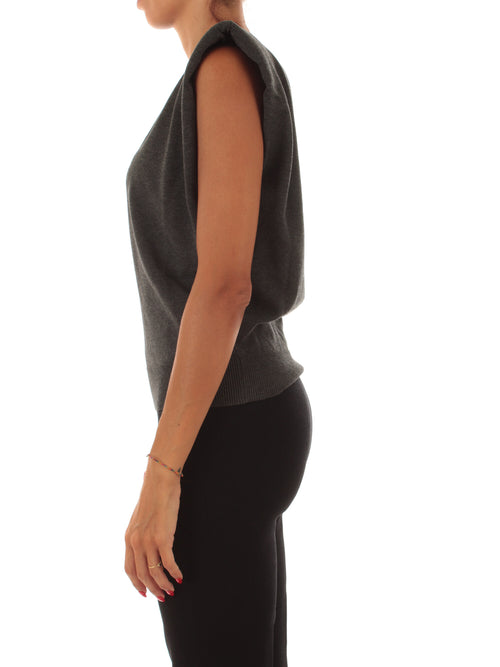 Twinset top in maglia con maniche ad aletta da donna grigio antracite