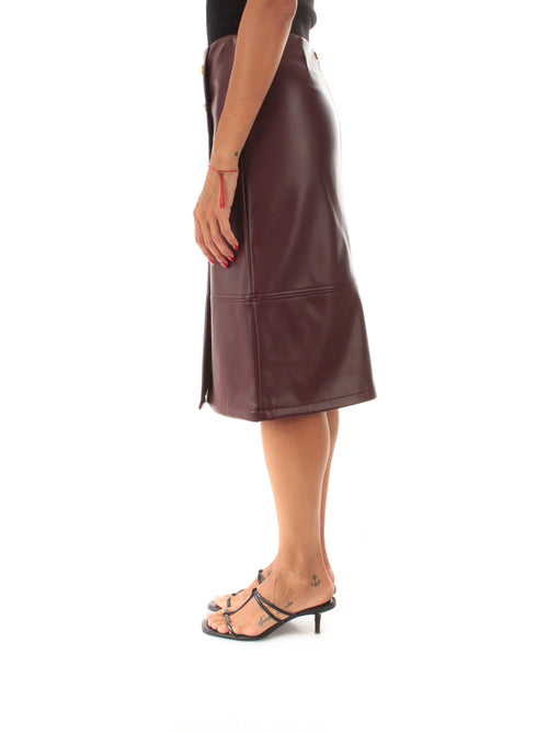 Twinset gonna longuette effetto pelle con bottoni da donna winetasting