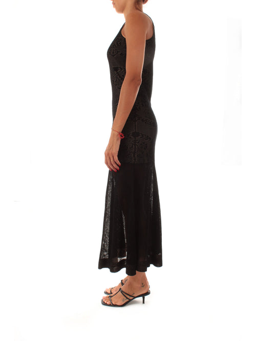 Twinset abito in maglia traforata da donna nero