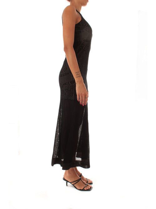 Twinset abito in maglia traforata da donna nero