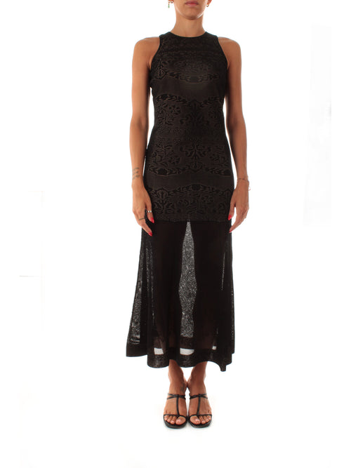Twinset abito in maglia traforata da donna nero