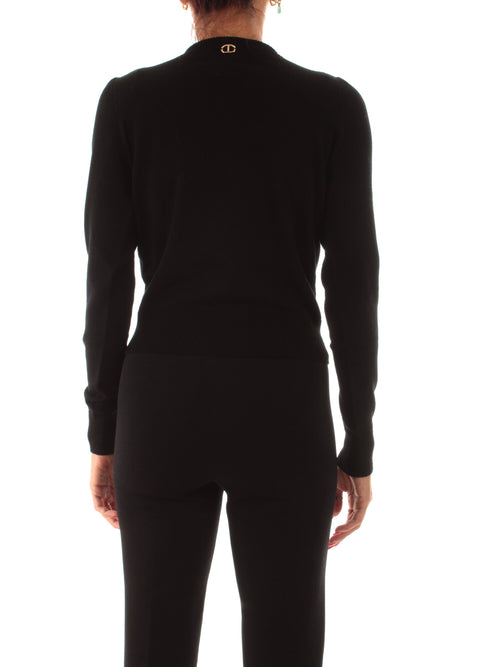 Twinset maglia con cut-out e incrocio da donna nero