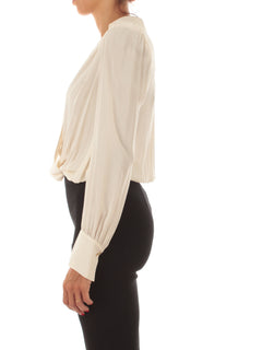 Twinset body in crêpe de Chine con arricciature da donna giglio