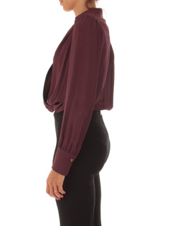 Twinset body in crêpe de Chine con arricciature da donna winetasting