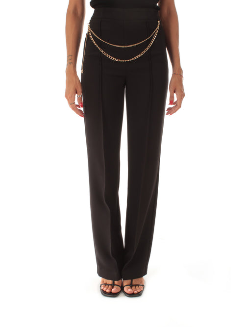 Twinset pantaloni in crêpe cady con cintura da donna nero