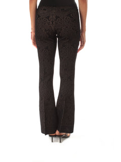 Twinset pantaloni flare in maglia traforata da donna nero