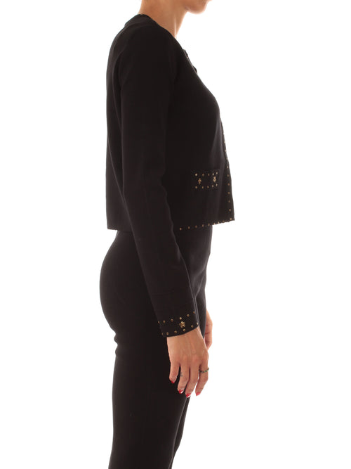 Twinset giacca in maglia con strass da donna nero
