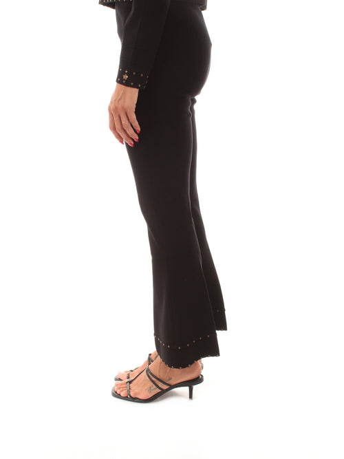Twinset pantaloni in maglia con strass da donna nero