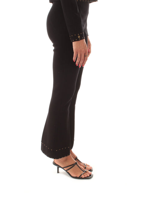 Twinset pantaloni in maglia con strass da donna nero