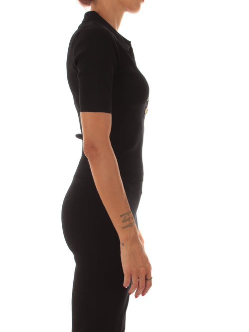 Twinset maglia a polo con bottoni gioiello da donna nero