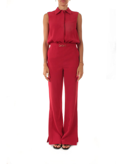 Twinset completo composto da blusa e pantaloni in crêpe cady con Oval T da donna rosso veneziano