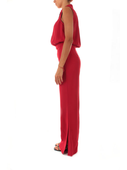 Twinset completo composto da blusa e pantaloni in crêpe cady con Oval T da donna rosso veneziano