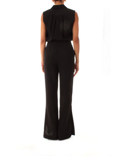 Twinset completo composto da blusa e pantaloni in crêpe cady con Oval T da donna nero