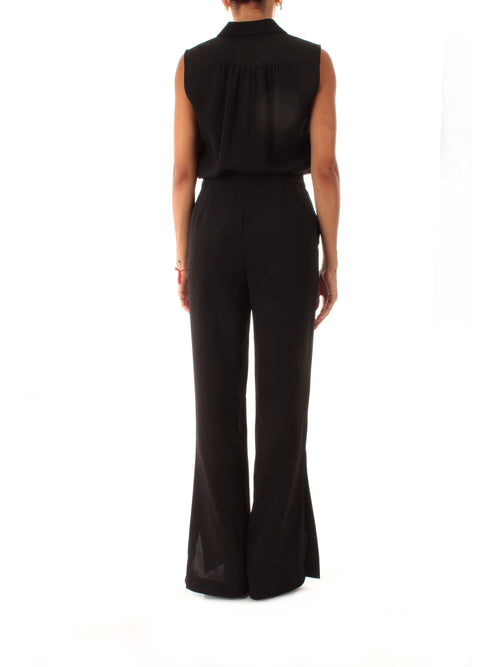 Twinset completo composto da blusa e pantaloni in crêpe cady con Oval T da donna nero