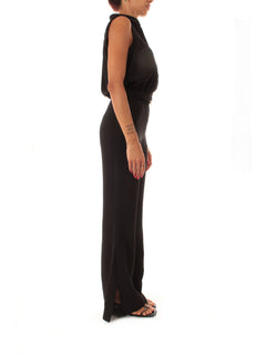 Twinset completo composto da blusa e pantaloni in crêpe cady con Oval T da donna nero
