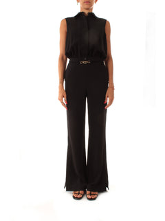 Twinset completo composto da blusa e pantaloni in crêpe cady con Oval T da donna nero