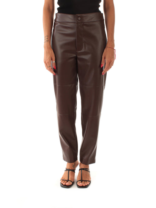Twinset pantalone effetto pelle da donna coffee
