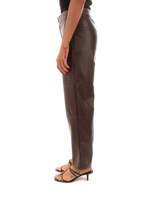 Twinset pantalone effetto pelle da donna coffee