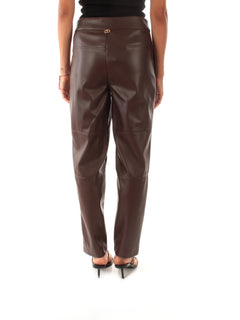 Twinset pantalone effetto pelle da donna coffee