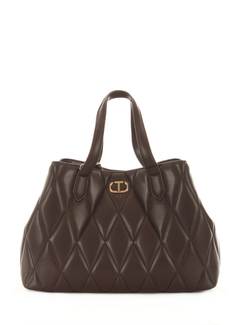 Twinset tote bag in simil pelle da donna coffee