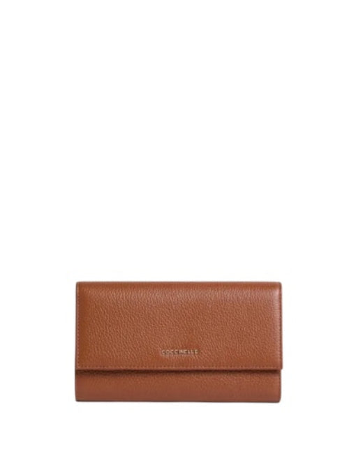 Coccinelle METALLIC SOFT LARGE portafoglio in pelle da donna cognac