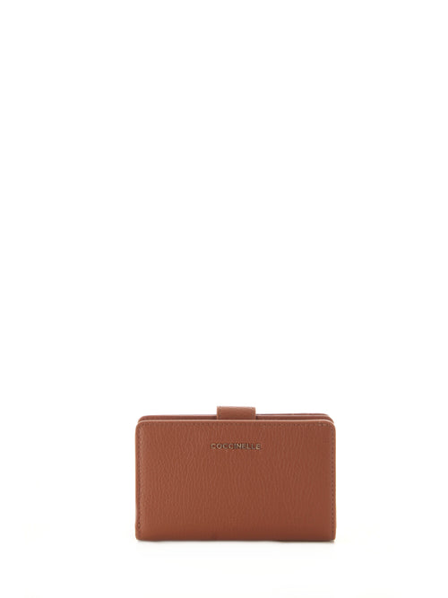 Coccinelle METALLIC SOFT portafoglio in pelle cognac da donna