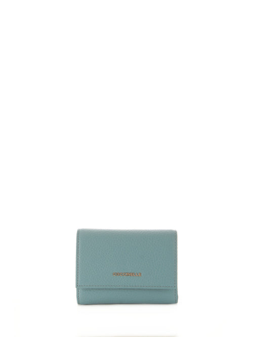Coccinelle METALLIC SOFT portafoglio small in pelle da donna artic blue